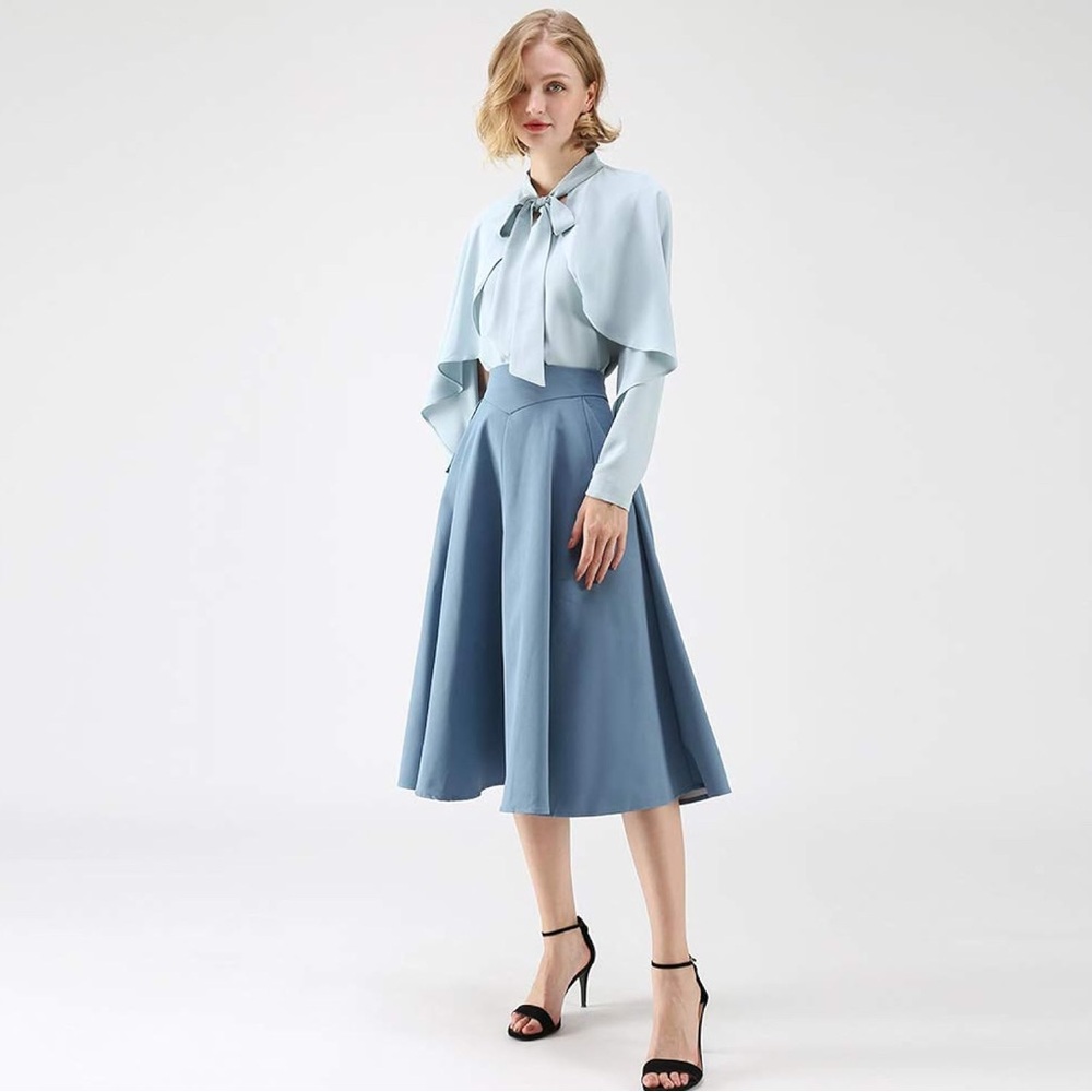 Chicwish Asymmetrical Skirt in Light Blue